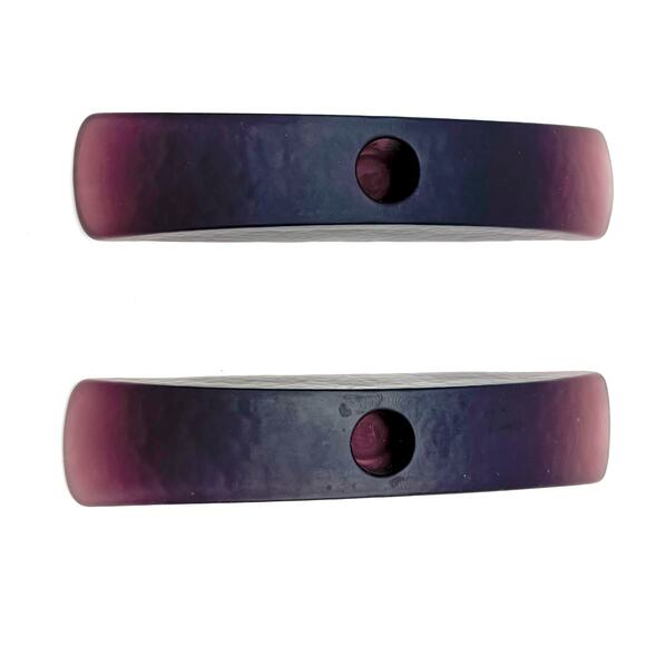 Pair of Sasaki Crystal Glass Candlestick Holders in Anasazi Plum‎ - Arched - Picture 8 of 13